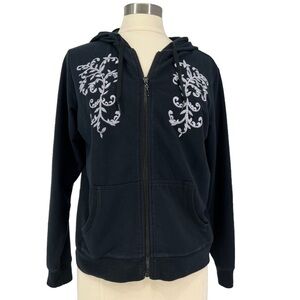 IACTIVE Black Embroidered Hoody Sweatshirt M